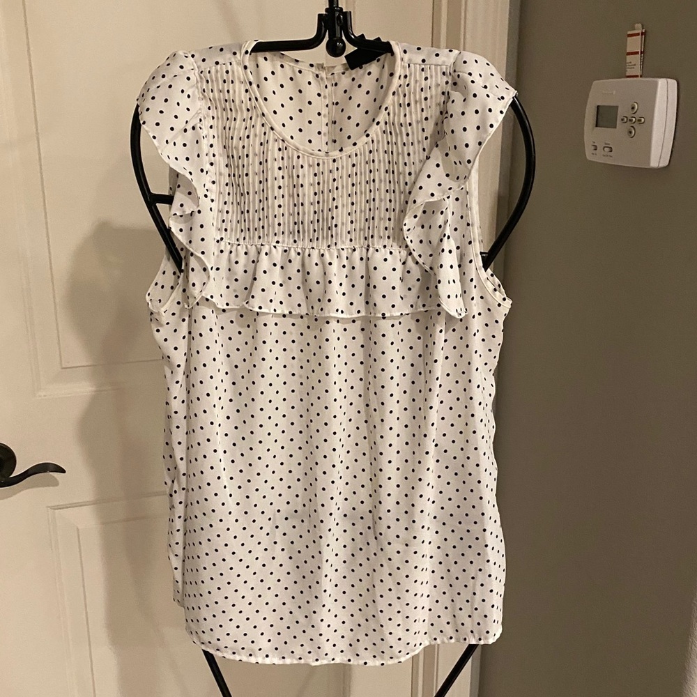 Who What Wear Polkadots Ruffled Detail Blouse